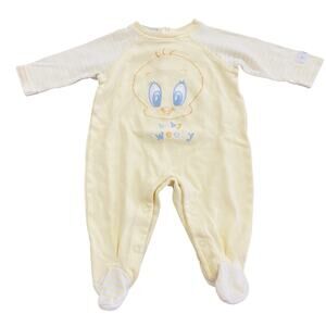 Baby Tweety Looney Tunes One Piece Sleeper Yellow 2008 3-6 Months